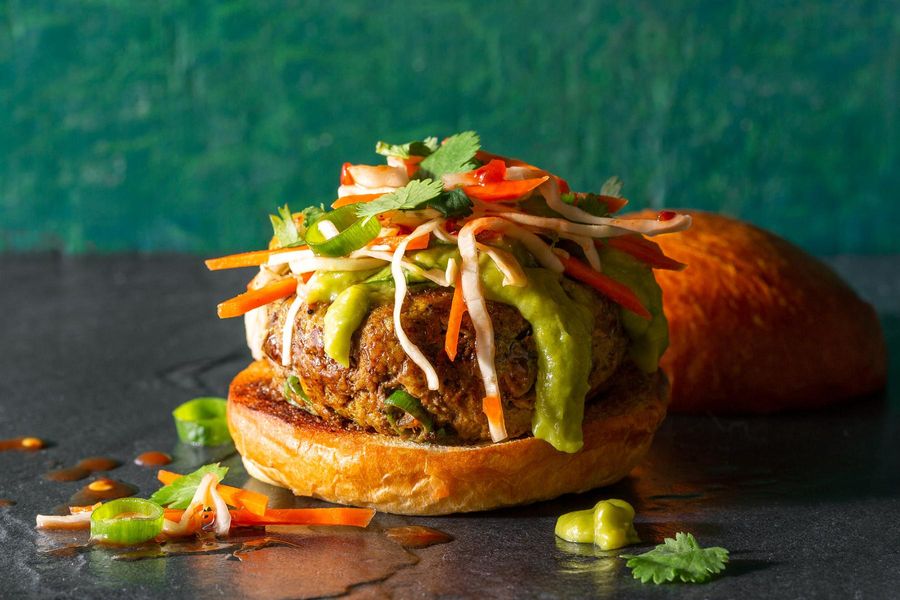 Saigon beef sliders with lemongrass and carrot-cabbage slaw