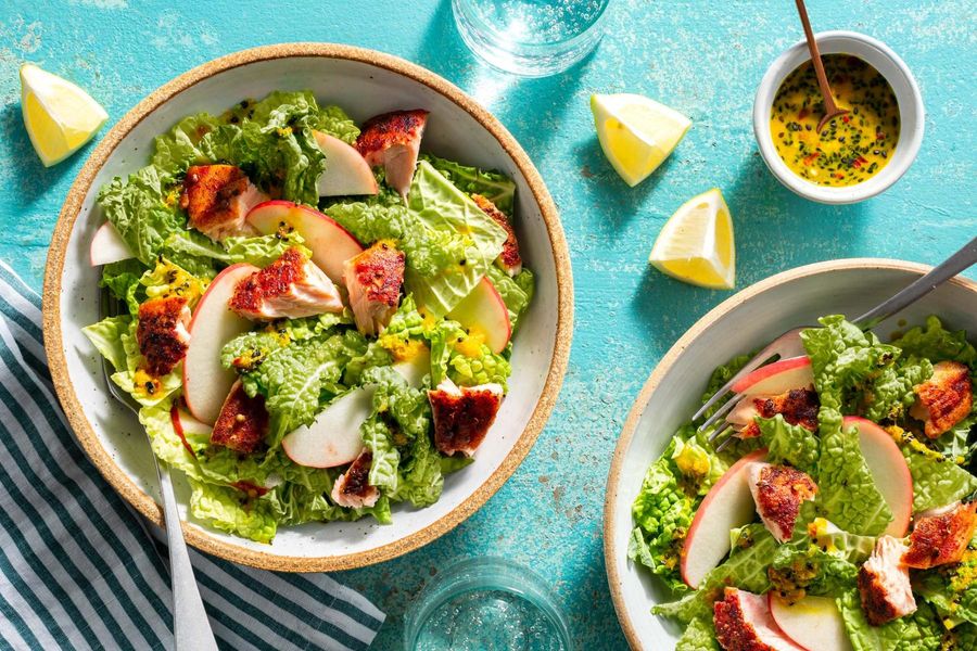 Burmese salmon salad with lemongrass, cabbage, and apple