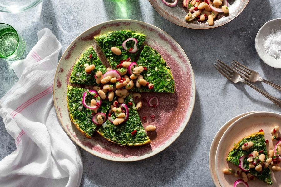 Persian herb frittata with white bean and barberry salad