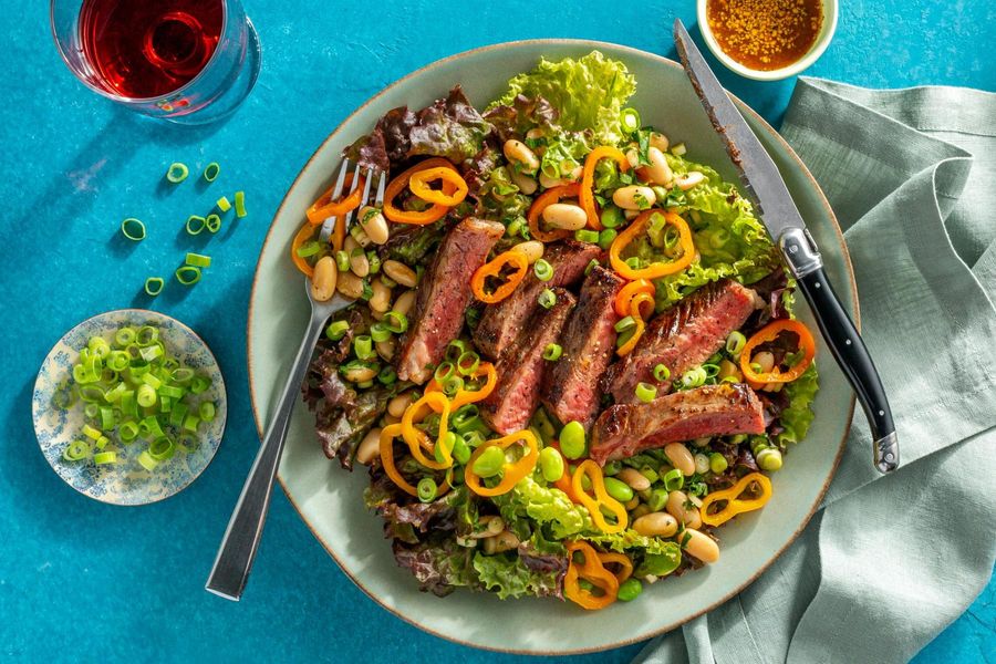 Black Angus steak salad with lemon-pepper marinated beans